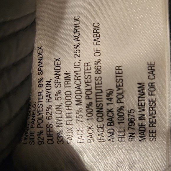 Michael Kors Black Camo Embossed Long Puffer Coat. Parka Faux Fur - Picture 10 of 13